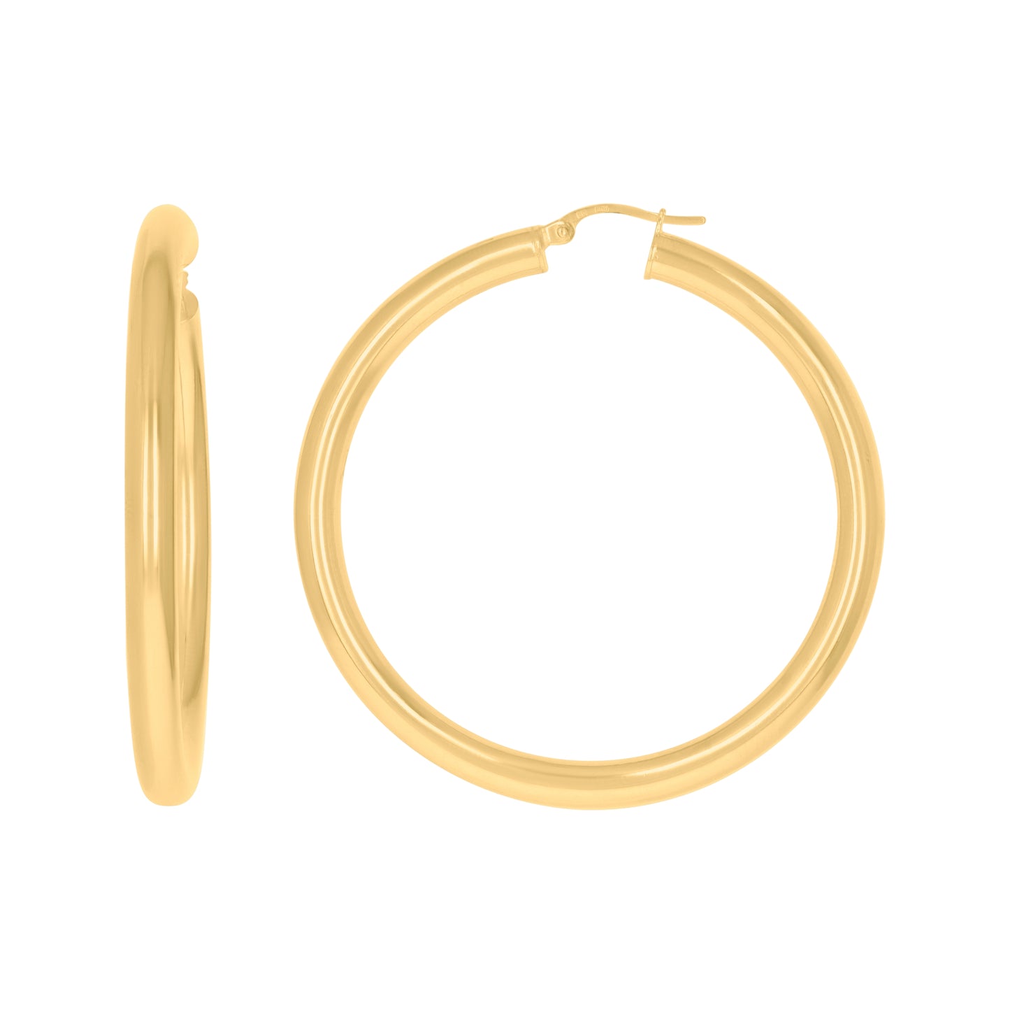 10K Yellow Gold Womens Ultra Light Round Tube Polished Finish Hoop Earrings