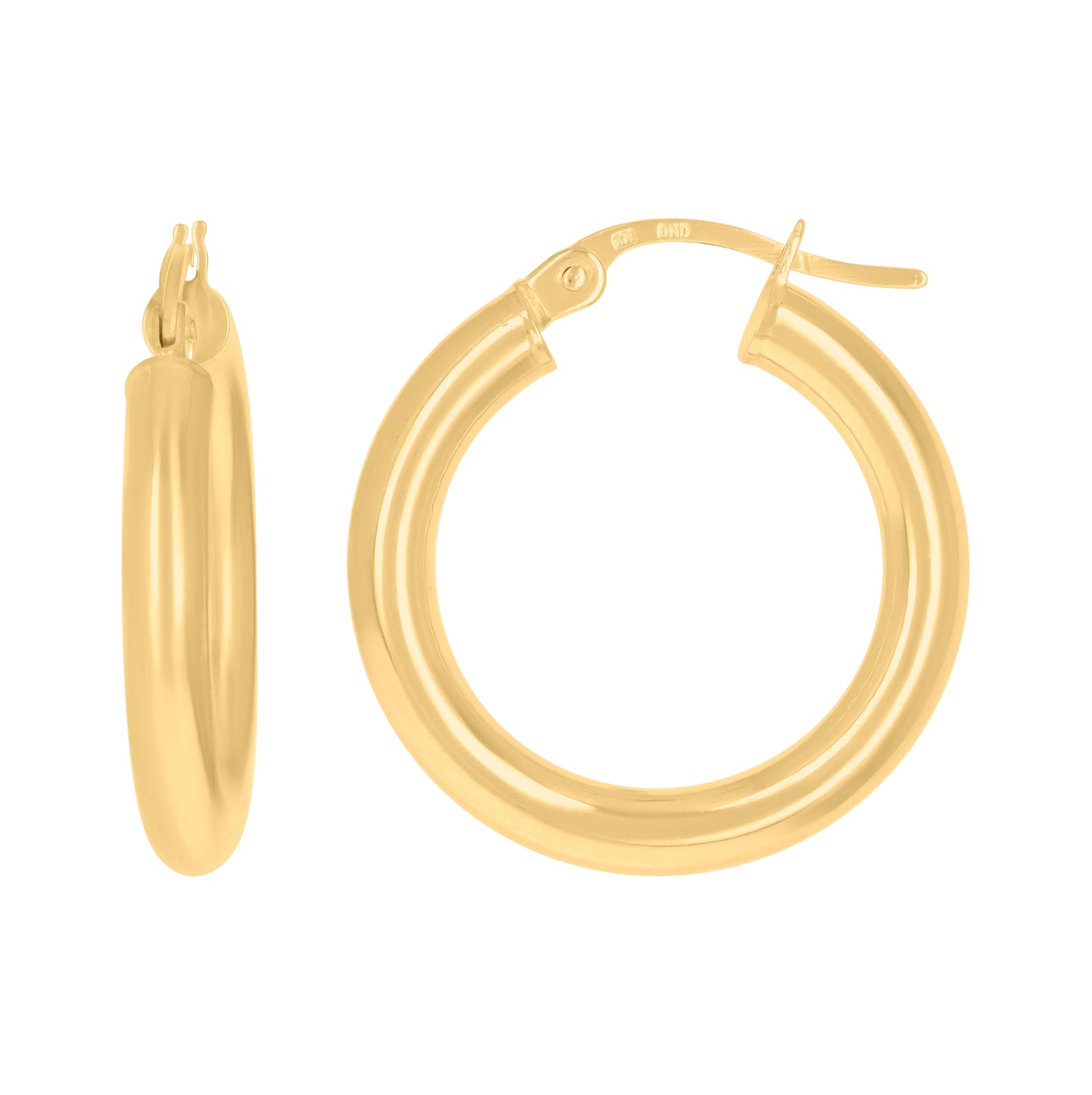 10K Yellow Gold Womens Ultra Light Round Tube Polished Finish Hoop Earrings