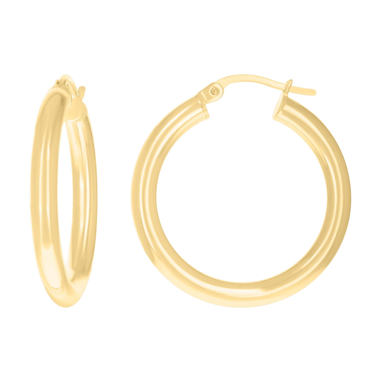 10K Yellow Gold Womens Ultra Light Round Tube Polished Finish Hoop Earrings