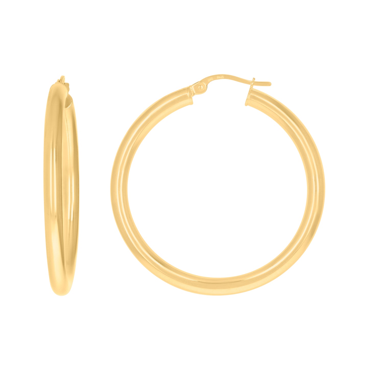 10K Yellow Gold Womens Ultra Light Round Tube Polished Finish Hoop Earrings