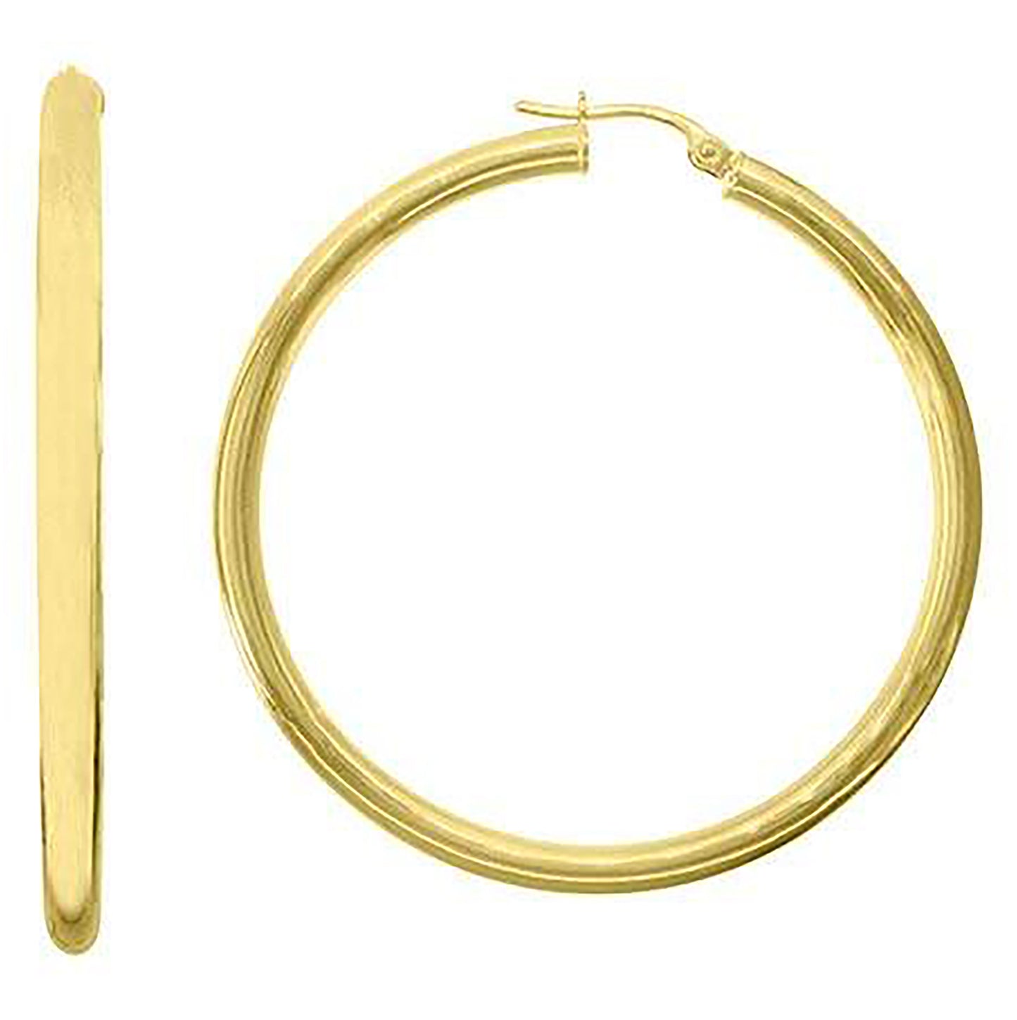 10K Yellow Gold Womens Ultra Light Round Tube Polished Finish Hoop Earrings