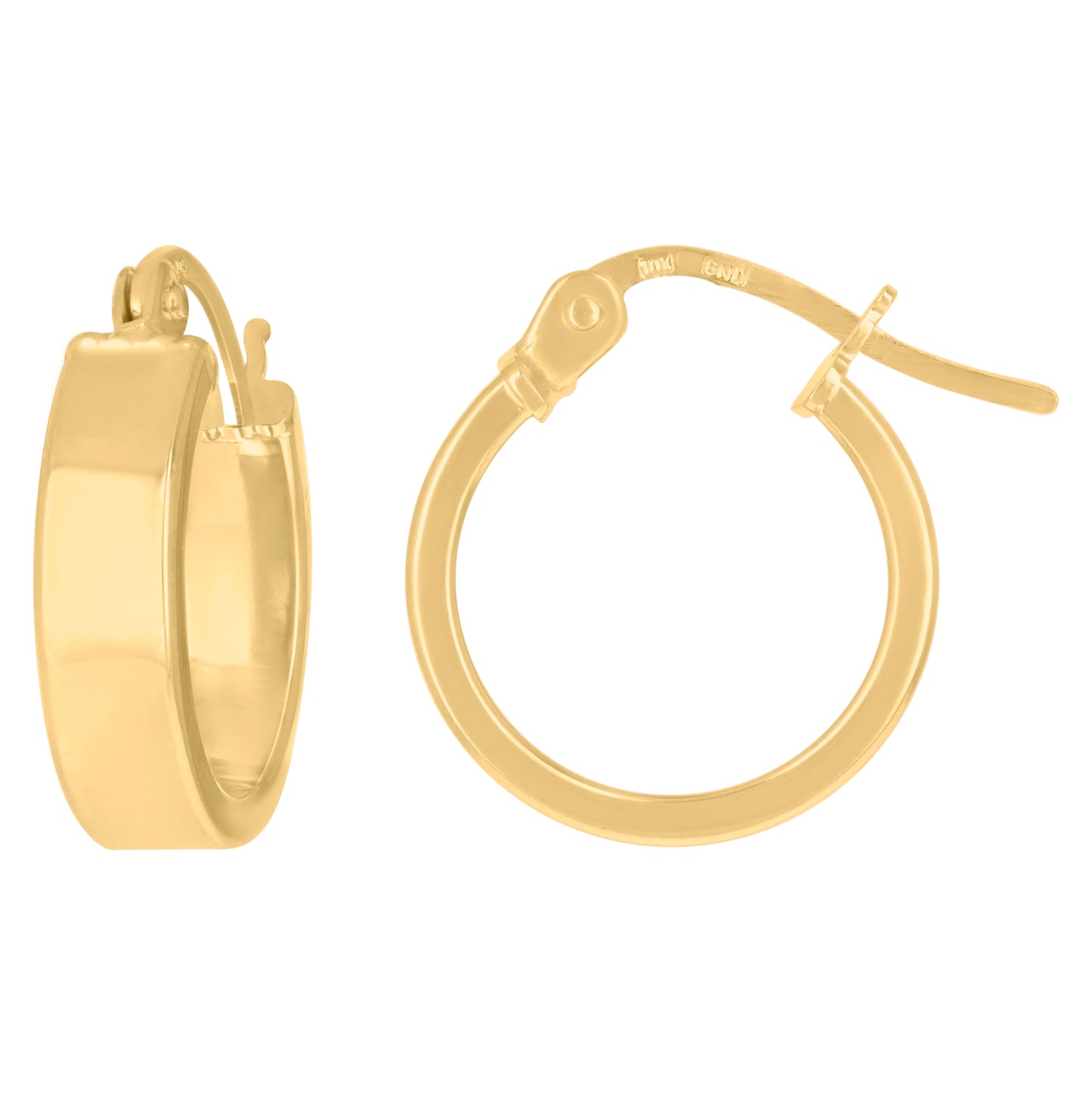 10K Yellow Gold Womens Polished Flat Square Tube Hoop Earrings