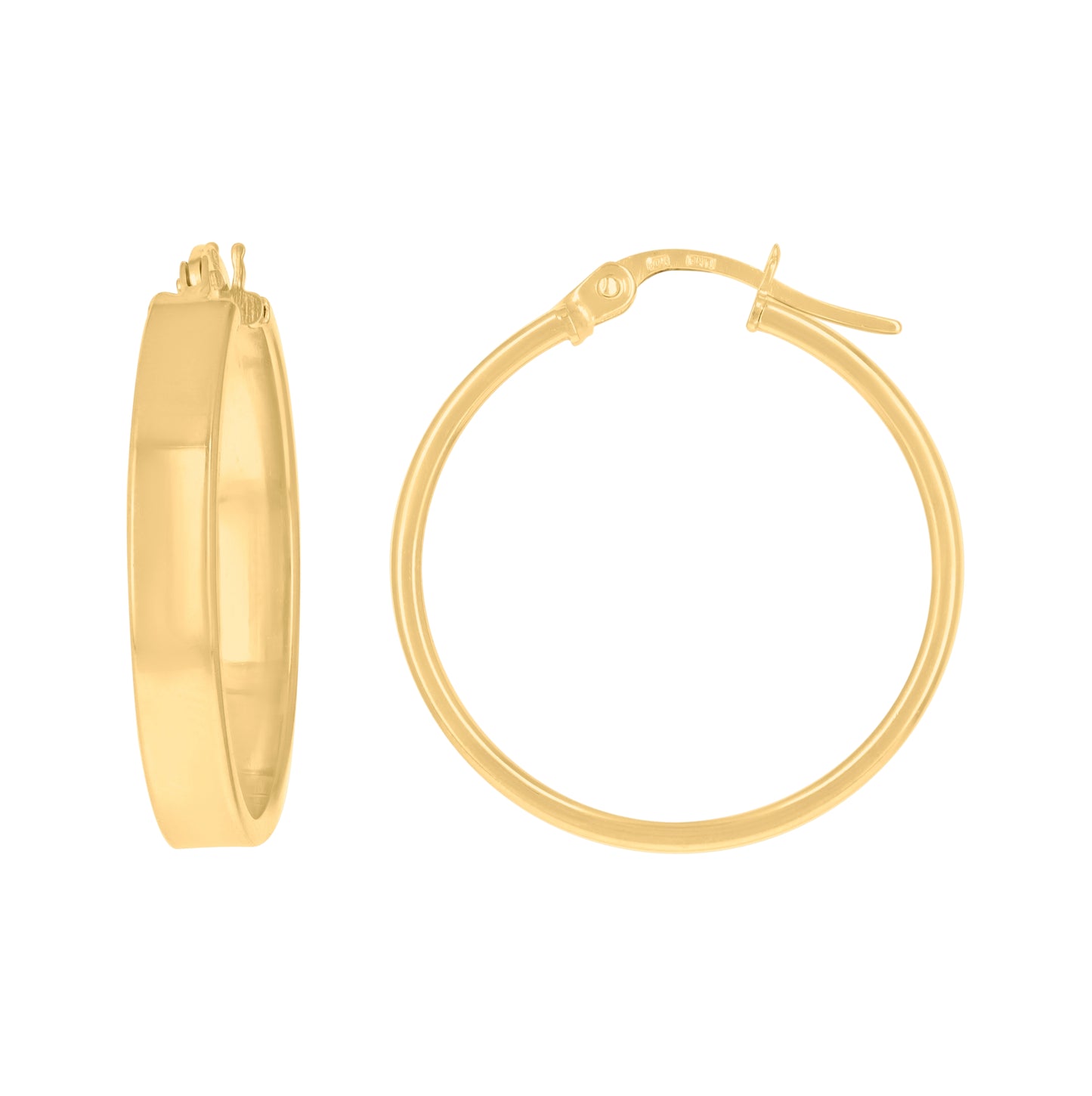10K Yellow Gold Womens Polished Flat Square Tube Hoop Earrings