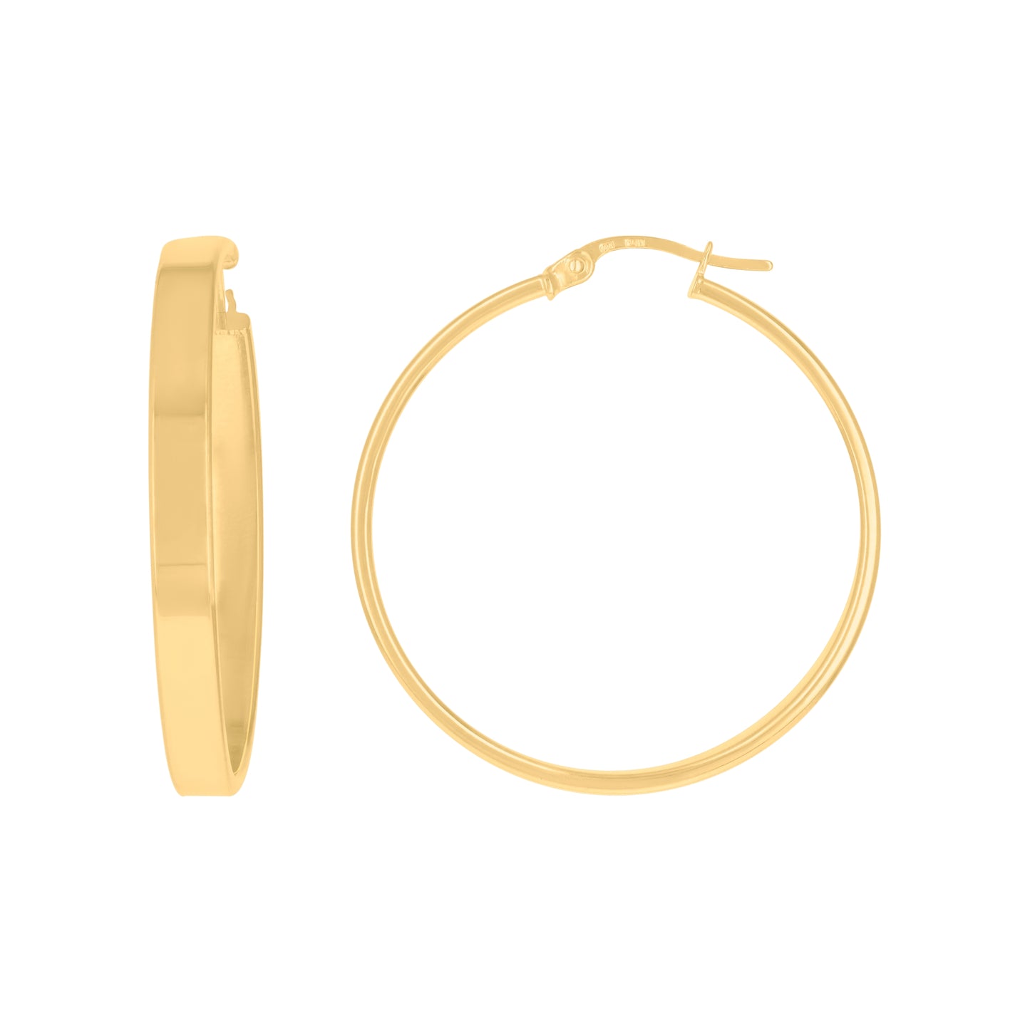 10K Yellow Gold Womens Polished Flat Square Tube Hoop Earrings