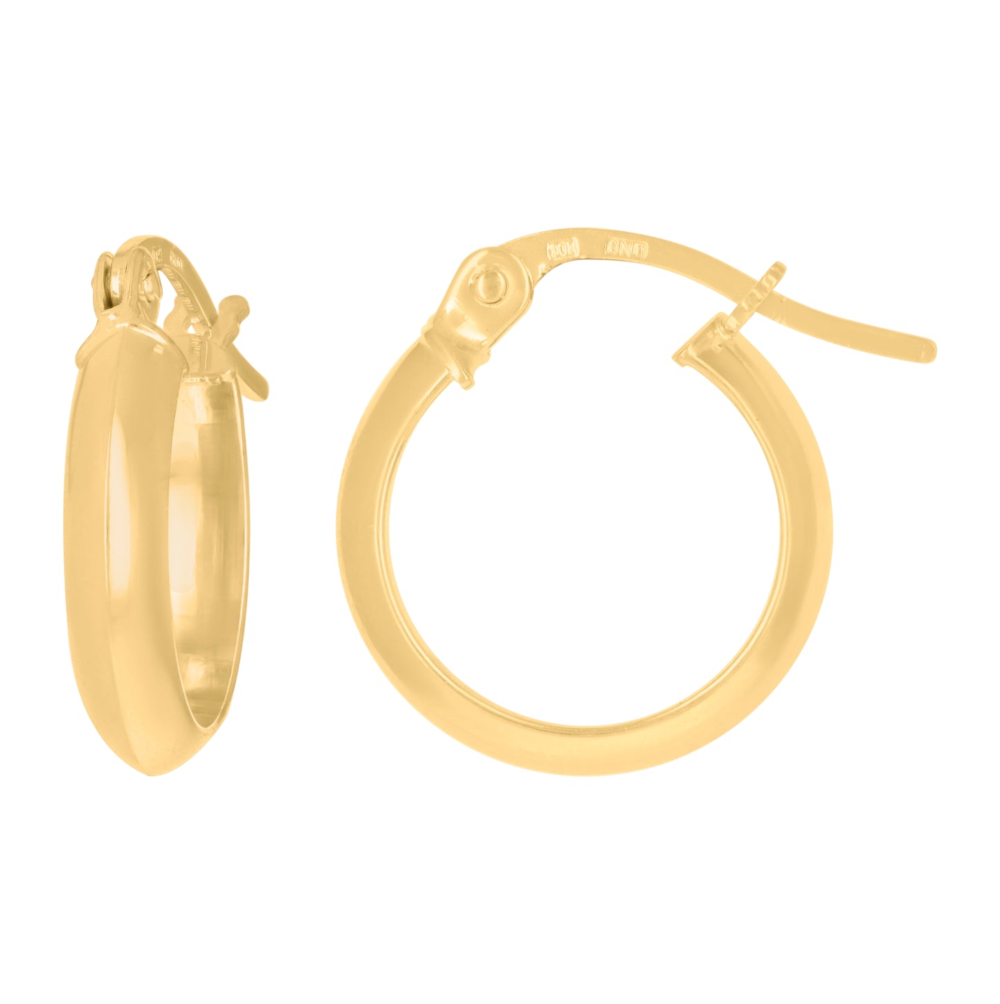 10K Yellow Gold Womens Polished Ultra Light Half Round Hoop Earrings