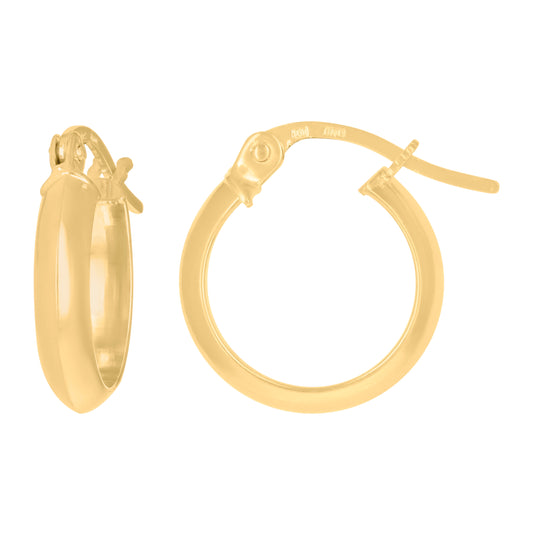 10K Yellow Gold Womens Polished Ultra Light Half Round Hoop Earrings