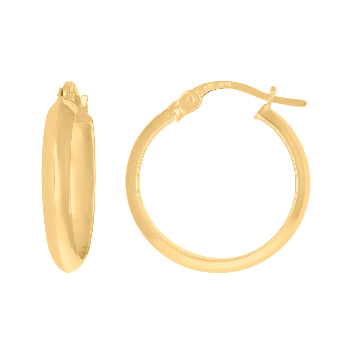 10K Yellow Gold Womens Polished Ultra Light Half Round Hoop Earrings