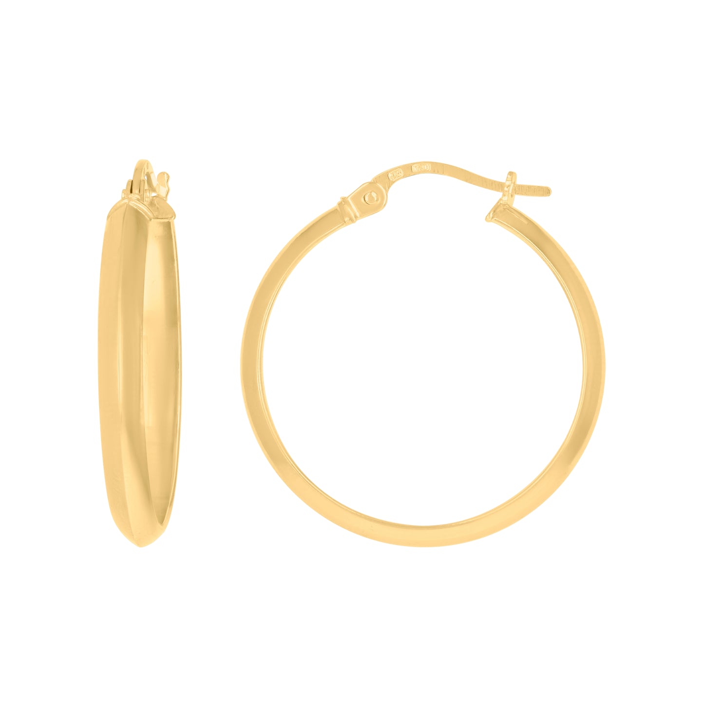 10K Yellow Gold Womens Polished Ultra Light Half Round Hoop Earrings