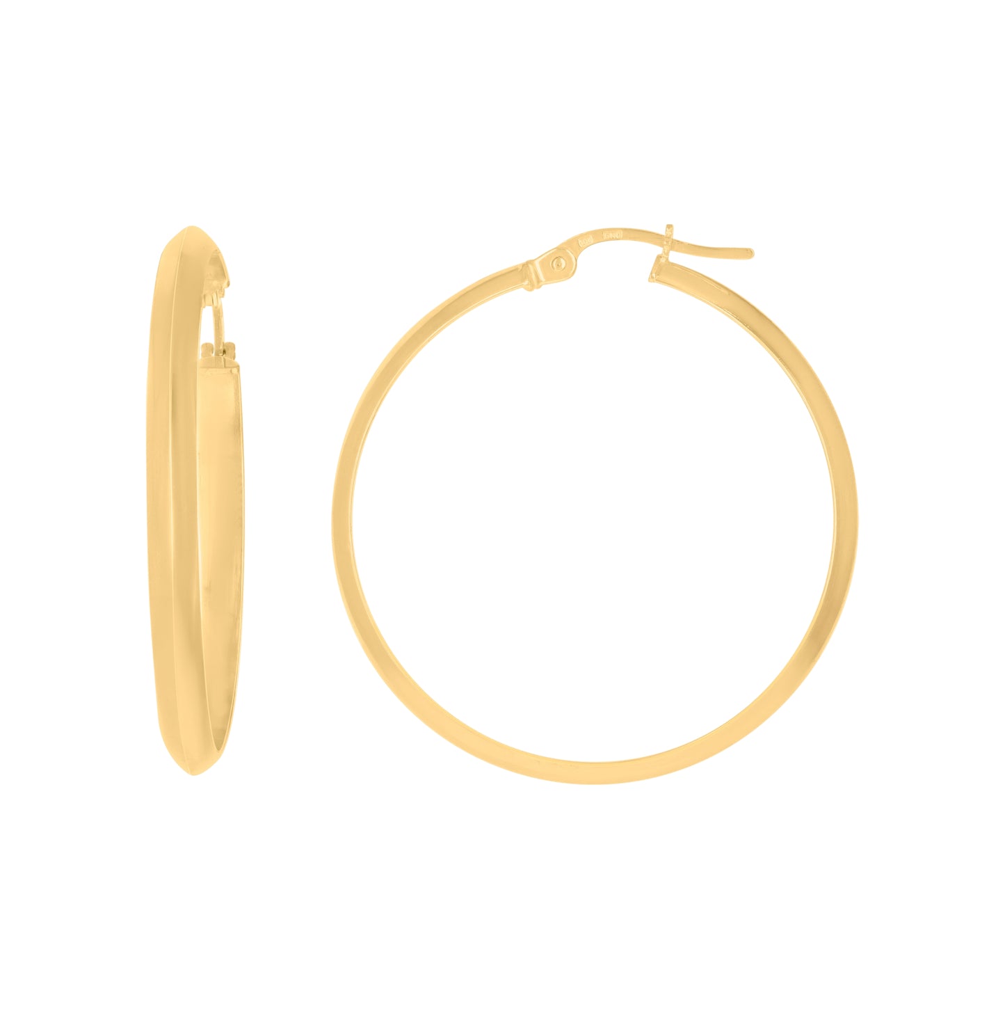 10K Yellow Gold Womens Polished Ultra Light Half Round Hoop Earrings