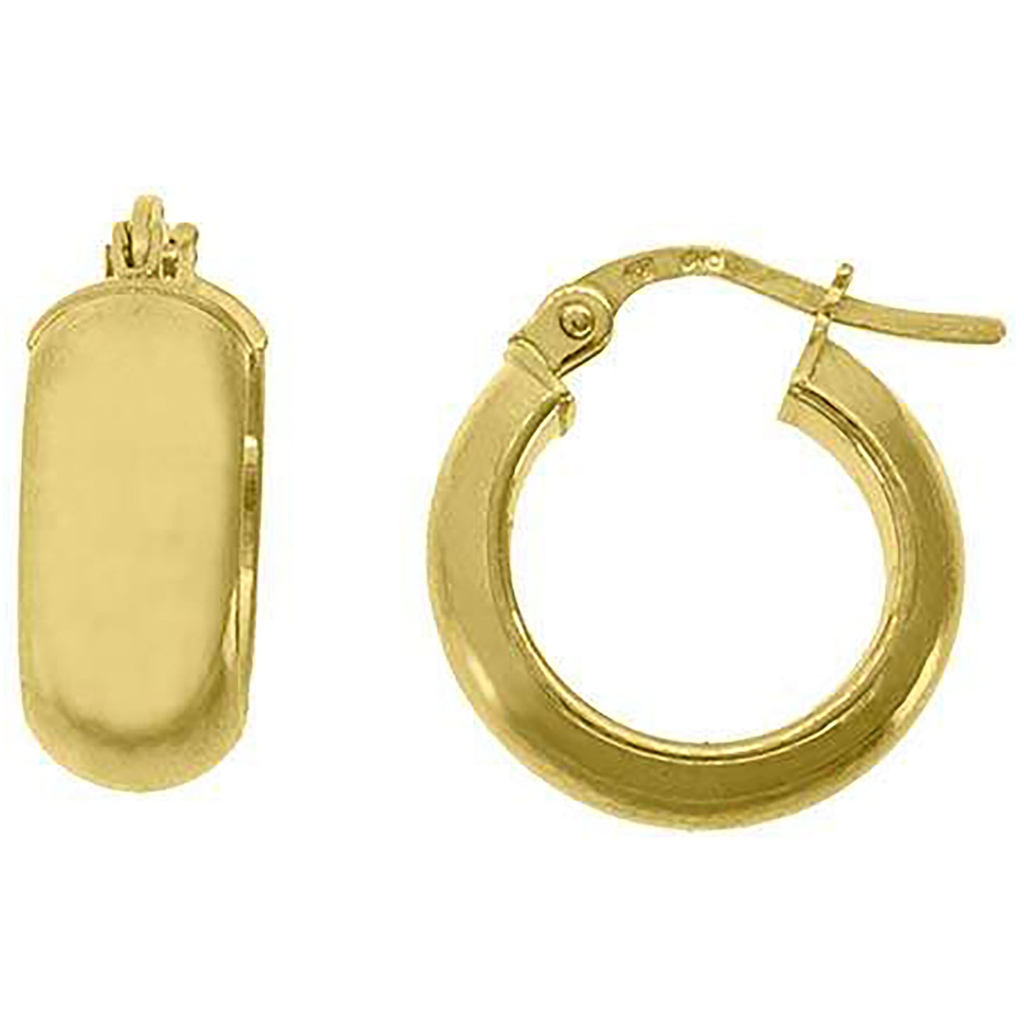 10K Yellow Gold Womens Polished Ultra Light Half Round Hoop Earrings