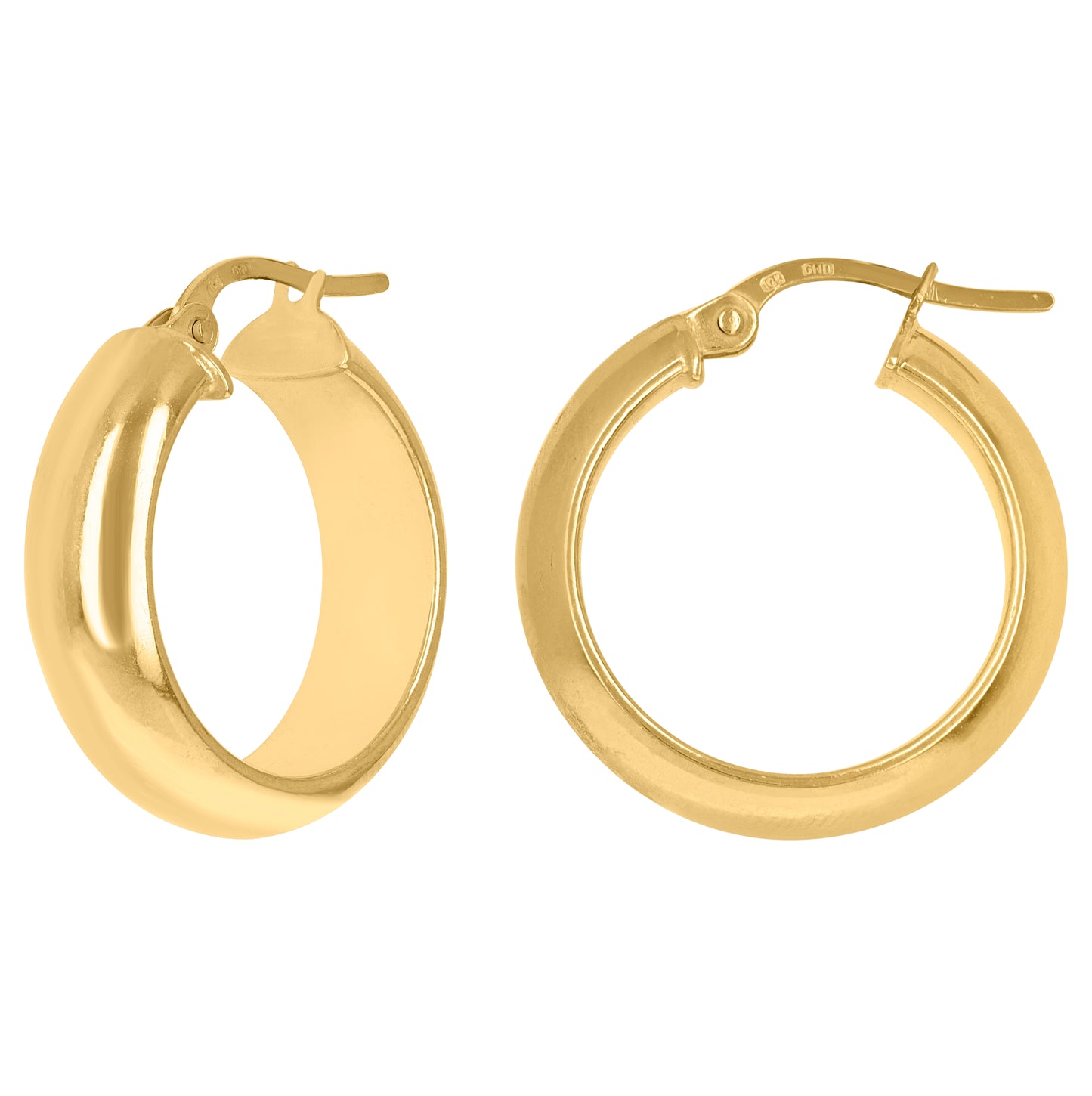 10K Yellow Gold Womens Polished Ultra Light Half Round Hoop Earrings