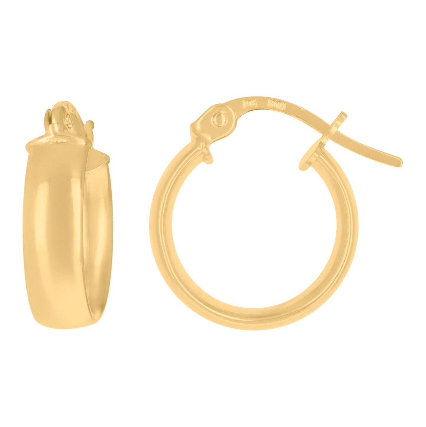 10K Yellow Gold Womens Polished Ultra Light Half Round Hoop Earrings