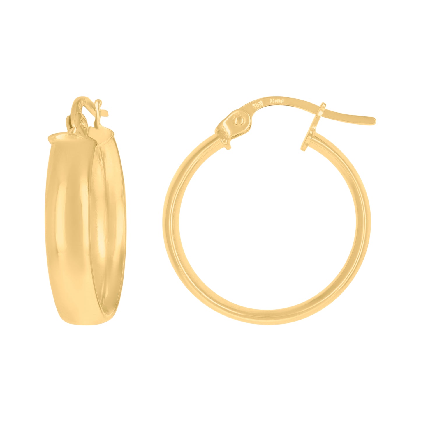 10K Yellow Gold Womens Polished Ultra Light Half Round Hoop Earrings