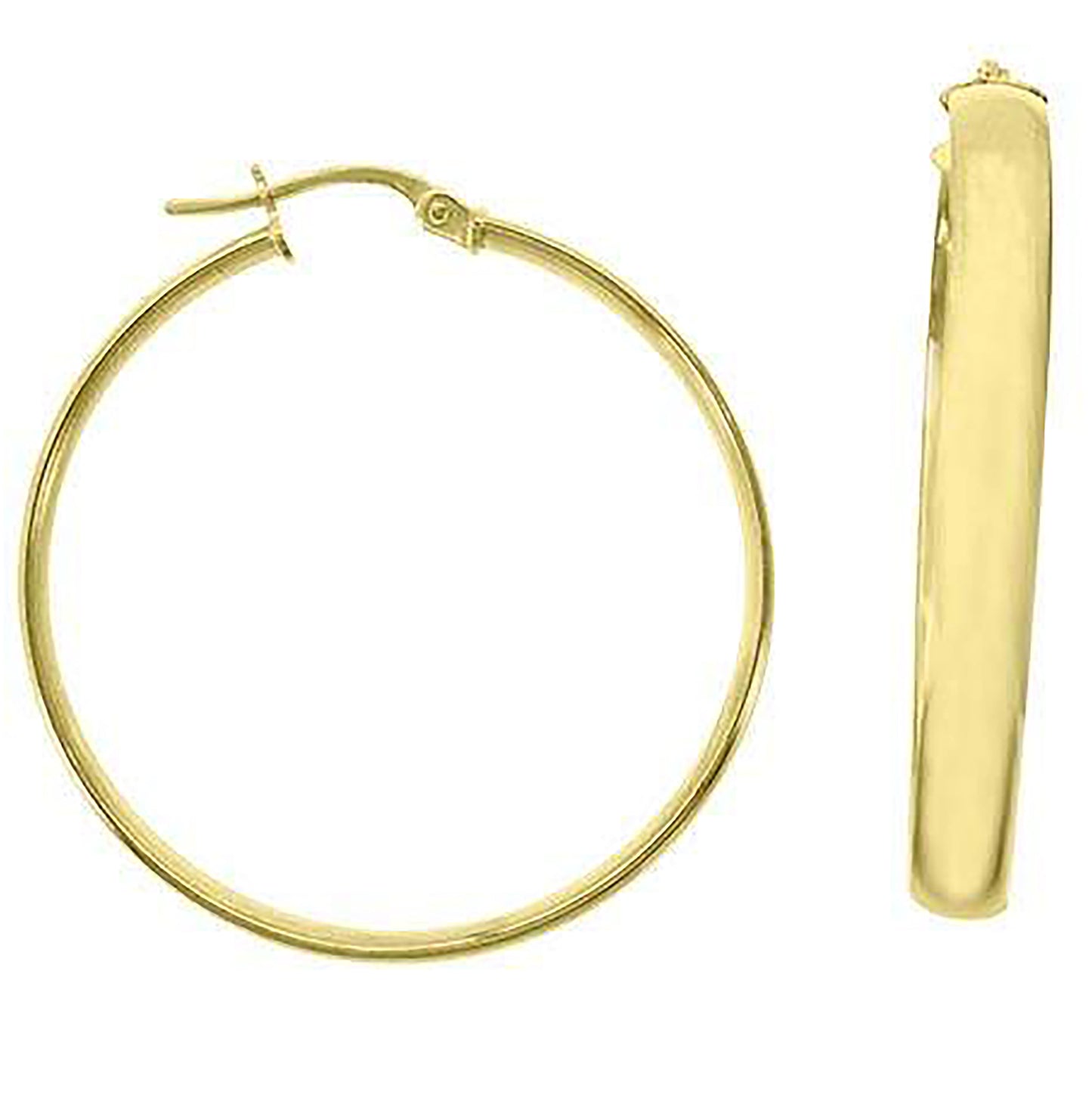 10K Yellow Gold Womens Polished Ultra Light Half Round Hoop Earrings