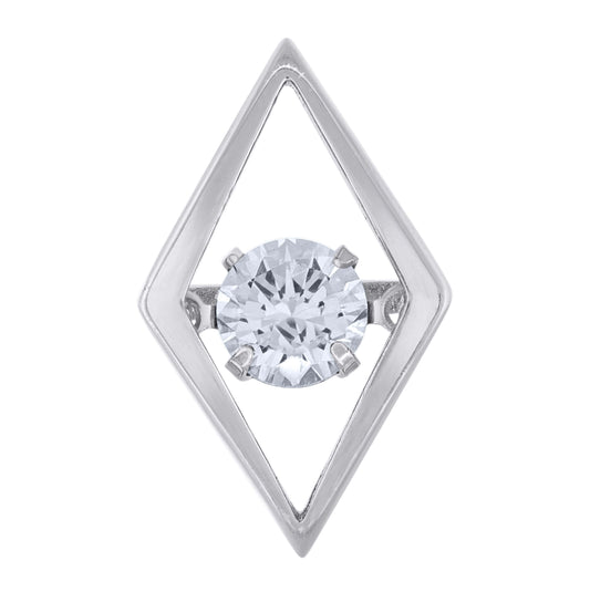 Sterling Silver Womens Cubic-Zirconia Kite Charm Pendant