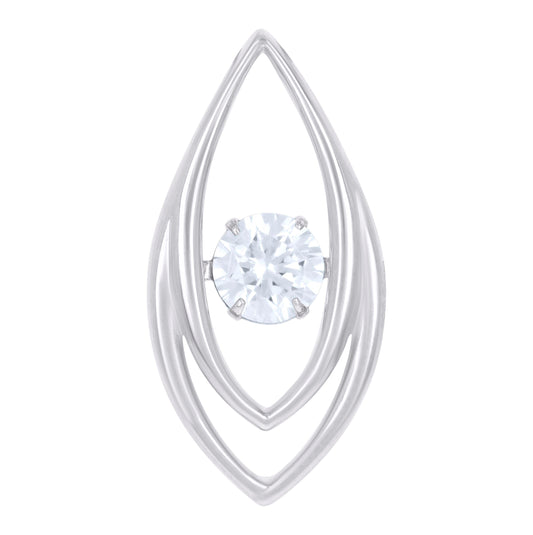 Sterling Silver Womens Cubic-Zirconia Marquise Charm Pendant