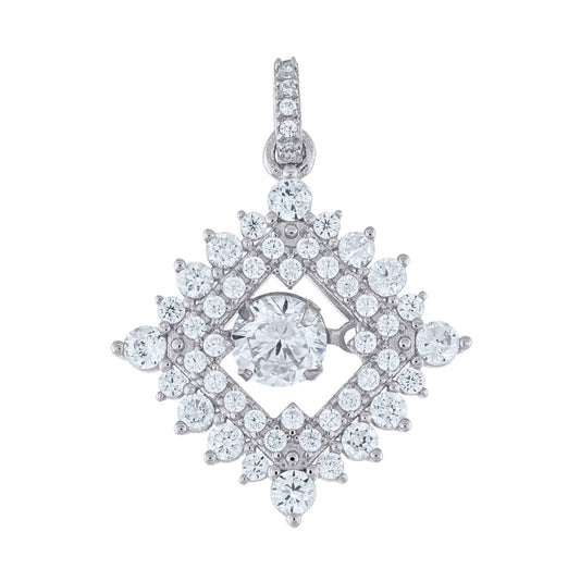 Sterling Silver Womens Cubic-Zirconia Fashion Charm Pendant