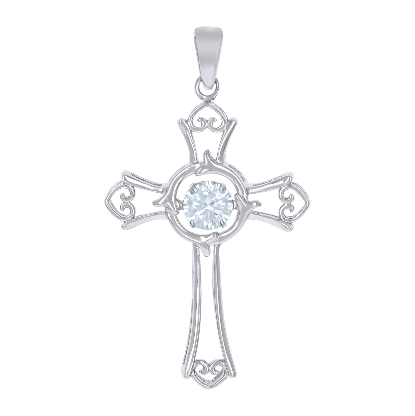 Sterling Silver Unisex Cubic-Zirconia Cross Religious Charm Pendant