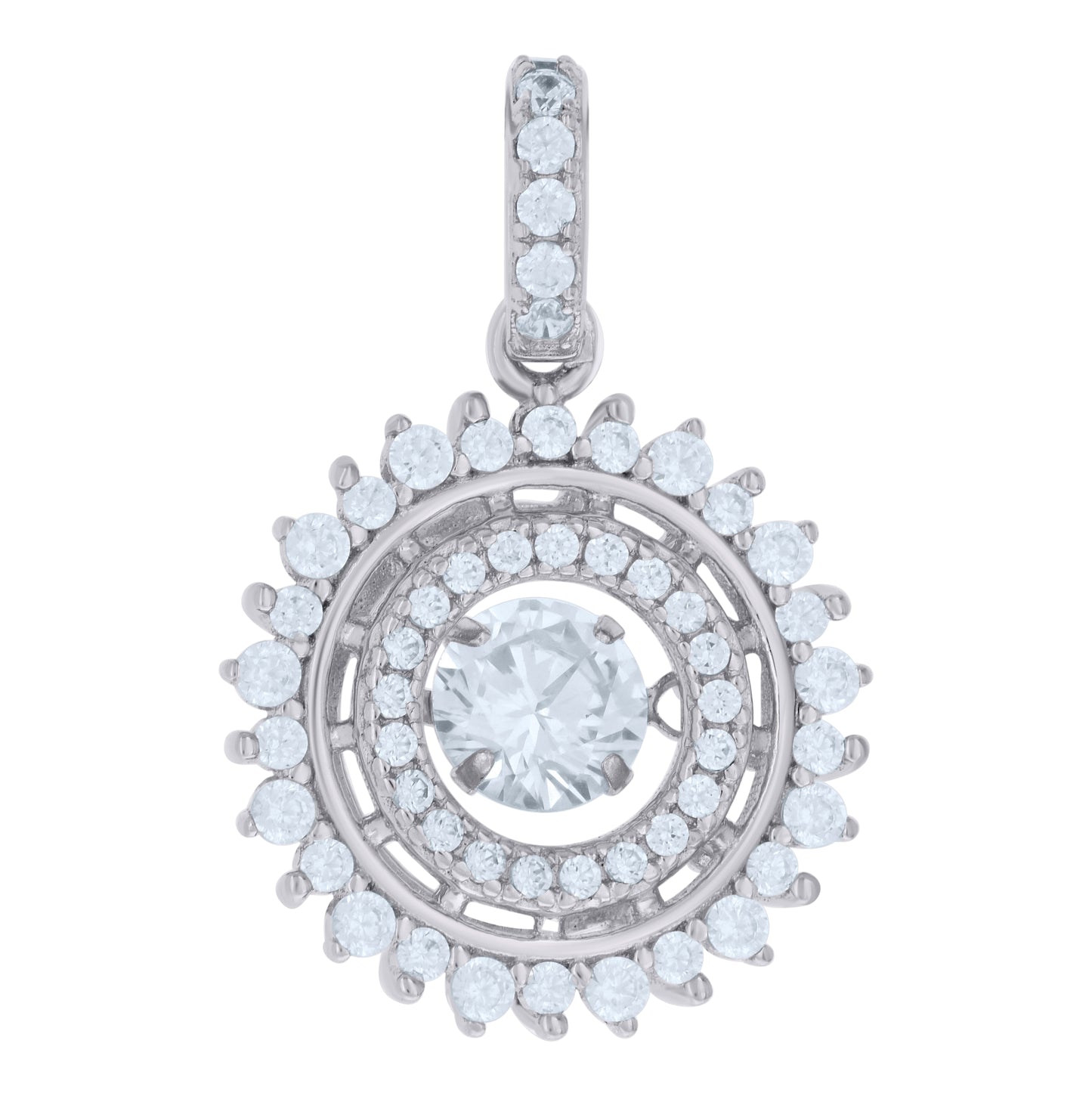 Sterling Silver Womens Cubic-Zirconia Fashion Charm Pendant