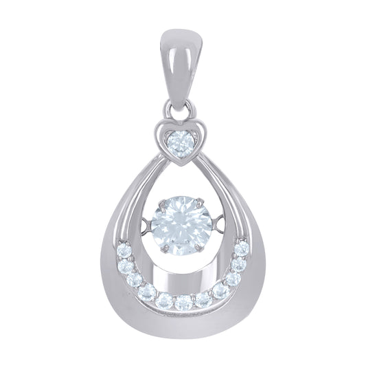 Sterling Silver Womens Cubic-Zirconia Tear Drop Charm Pendant