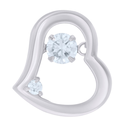 Sterling Silver Womens Cubic-Zirconia Heart Charm Pendant