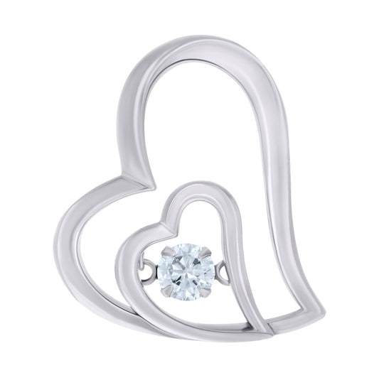 Sterling Silver Womens Cubic-Zirconia Heart Sparkling Charm Pendant