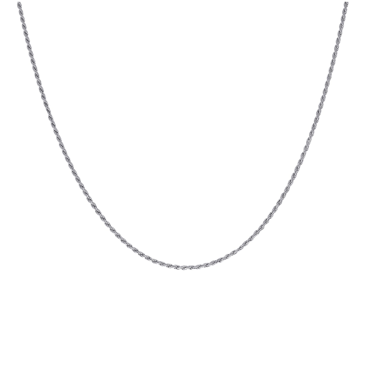 Sterling Silver Rhodium Plated Solid Rope Silver Chain