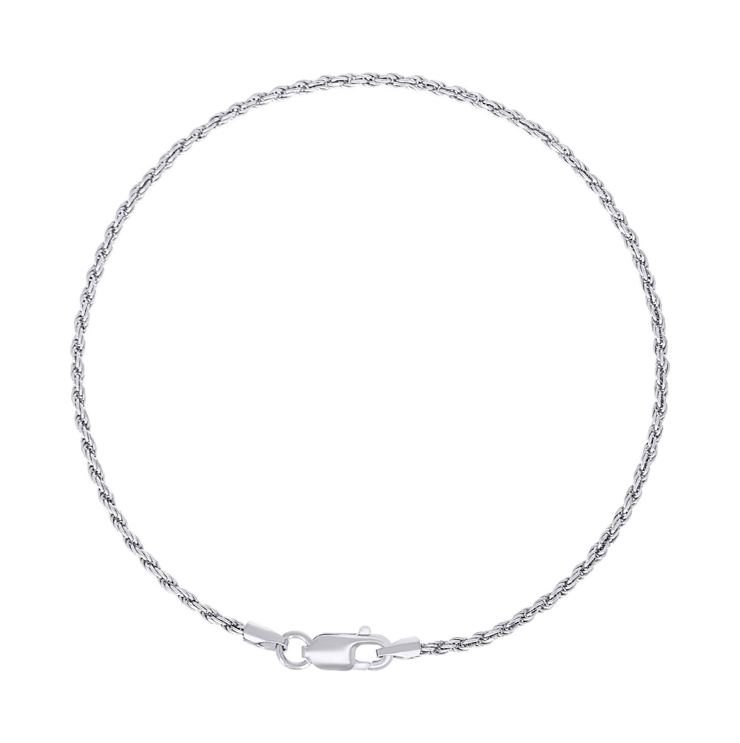 Sterling Silver Rhodium Plated Solid Rope Silver Chain