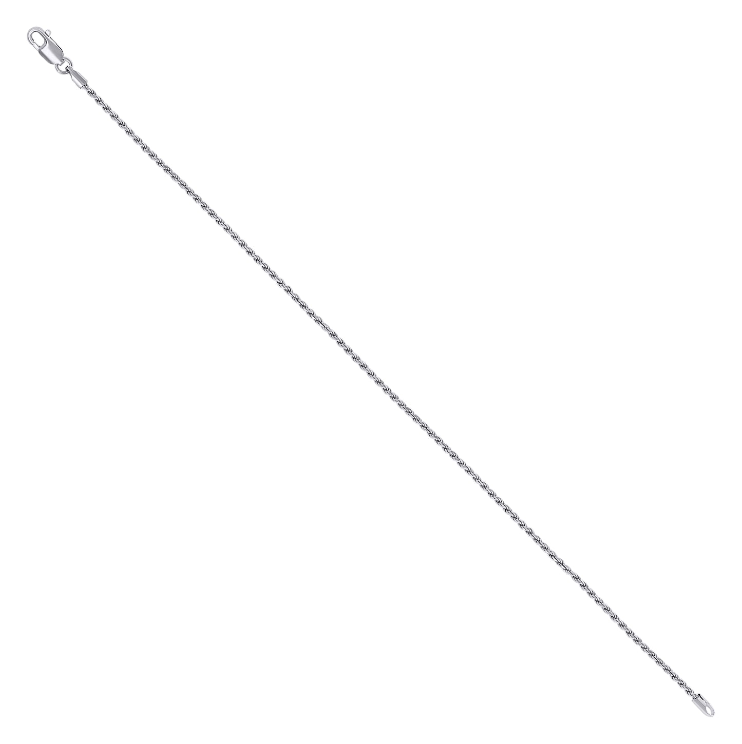 Sterling Silver Rhodium Plated Solid Rope Silver Chain