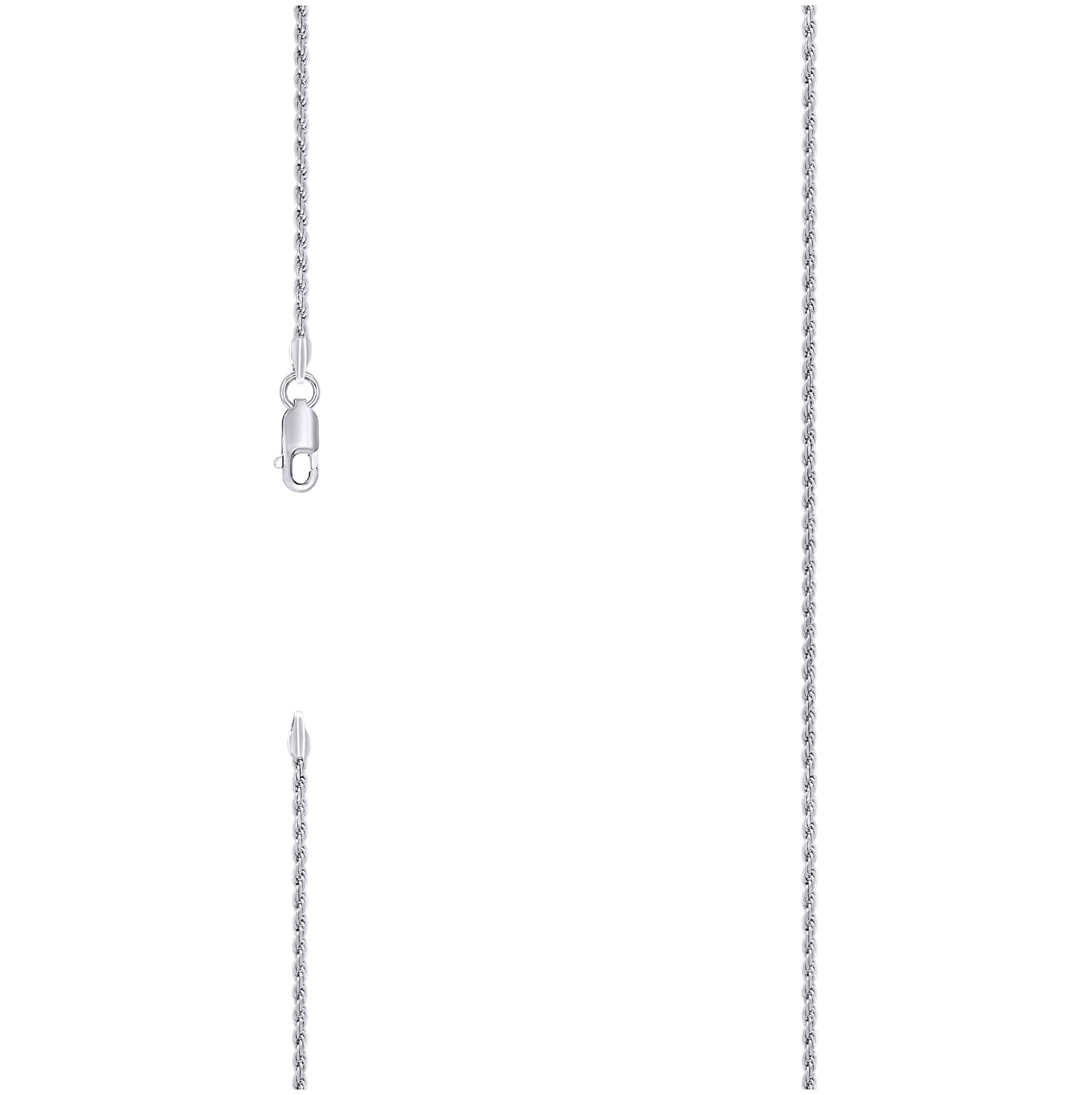 Sterling Silver Rhodium Plated Solid Rope Silver Chain