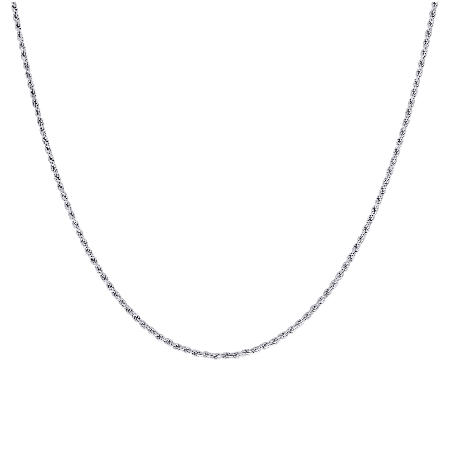 Sterling Silver Rhodium Plated Solid Rope Silver Chain