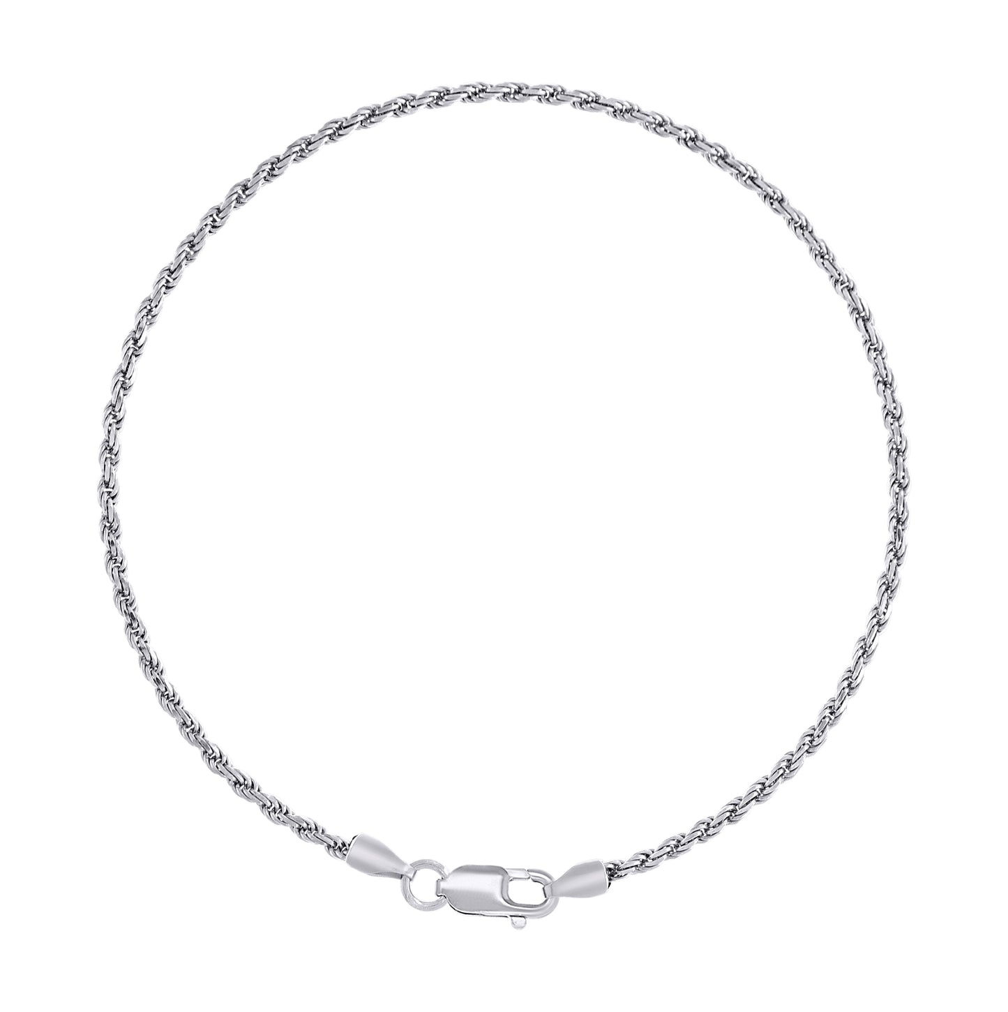 Sterling Silver Rhodium Plated Solid Rope Silver Chain