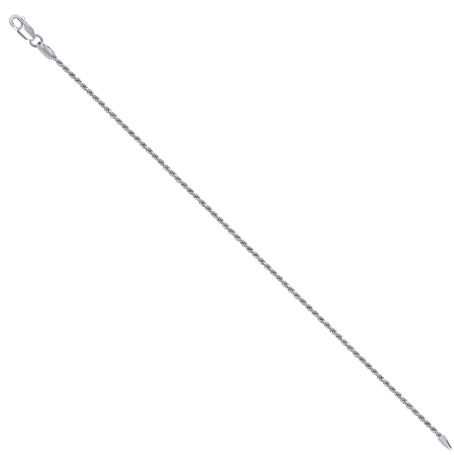 Sterling Silver Rhodium Plated Solid Rope Silver Chain