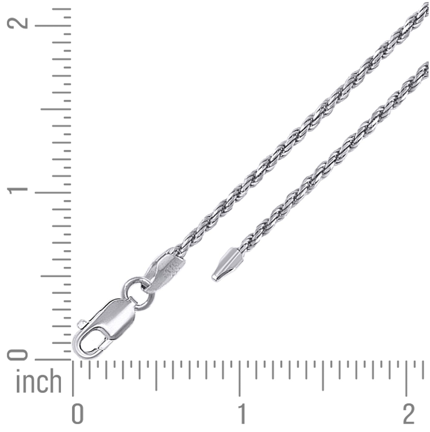 Sterling Silver Rhodium Plated Solid Rope Silver Chain