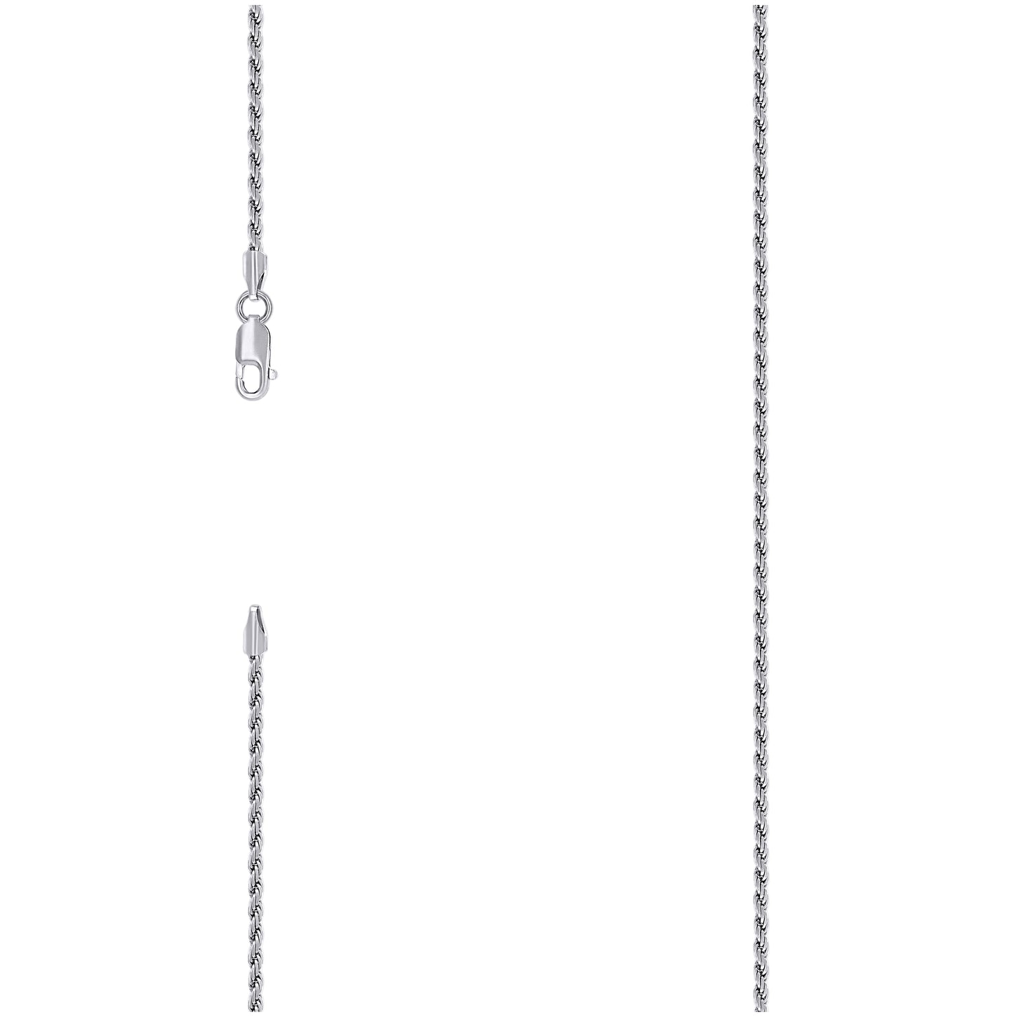 Sterling Silver Rhodium Plated Solid Rope Silver Chain