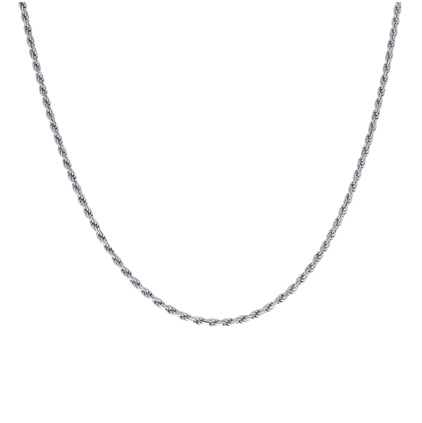 Sterling Silver Rhodium Plated Solid Rope Silver Chain