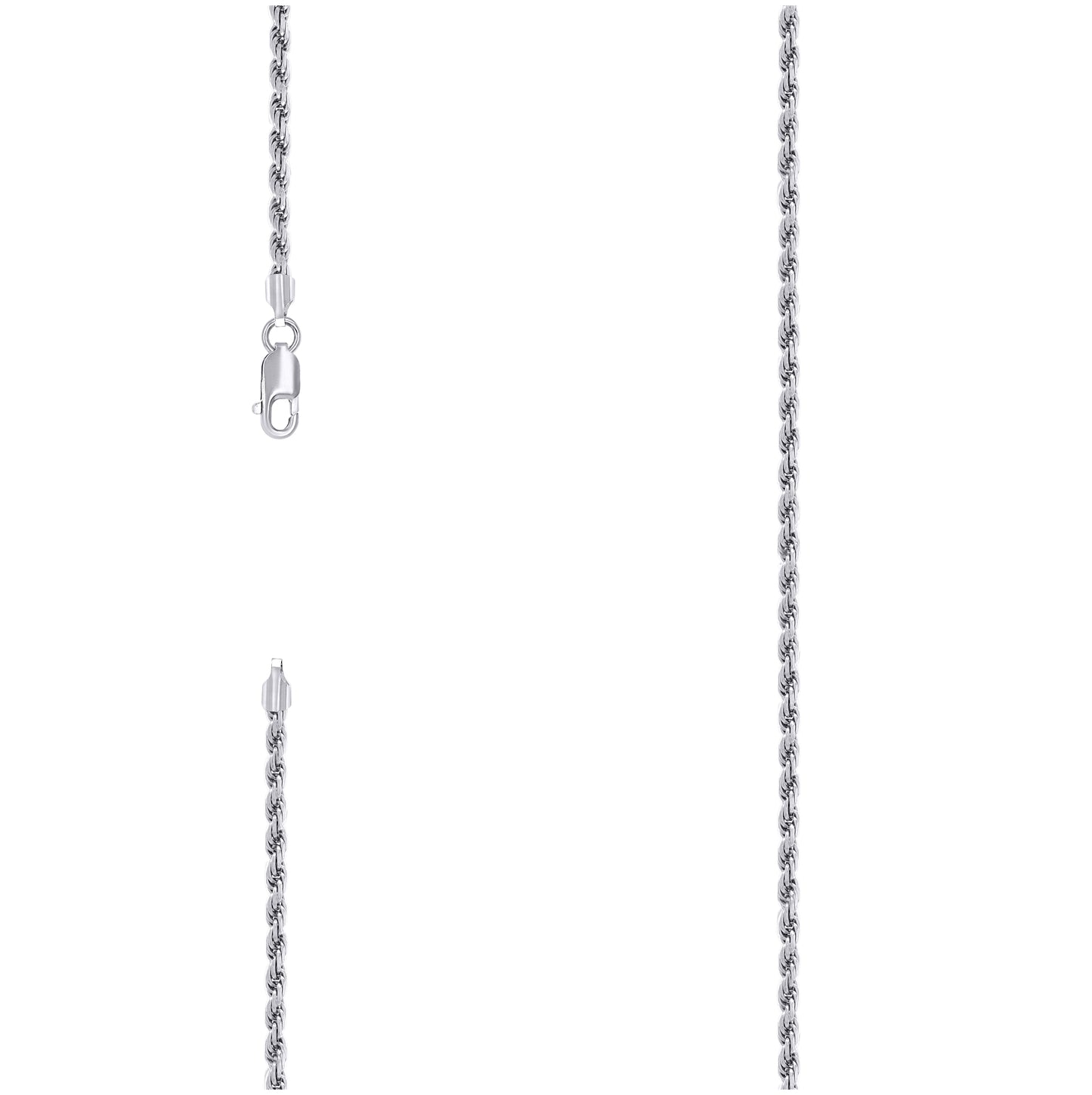 Sterling Silver Rhodium Plated Solid Rope Silver Chain