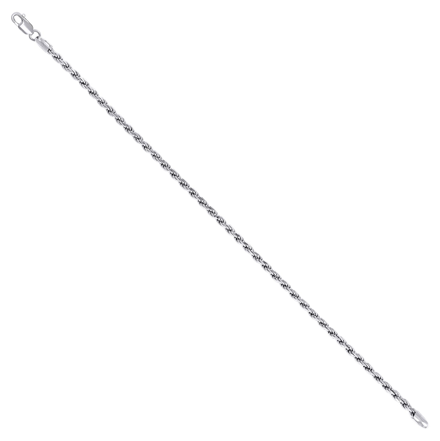 Sterling Silver Rhodium Plated Solid Rope Silver Chain
