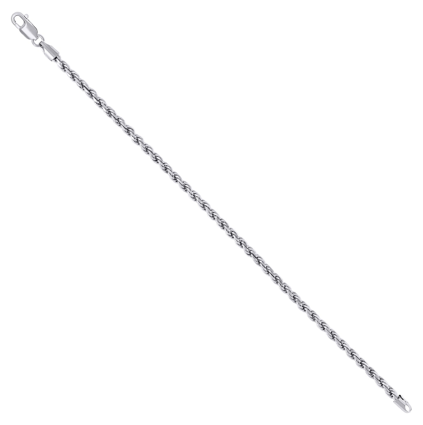 Sterling Silver Rhodium Plated Solid Rope Silver Chain