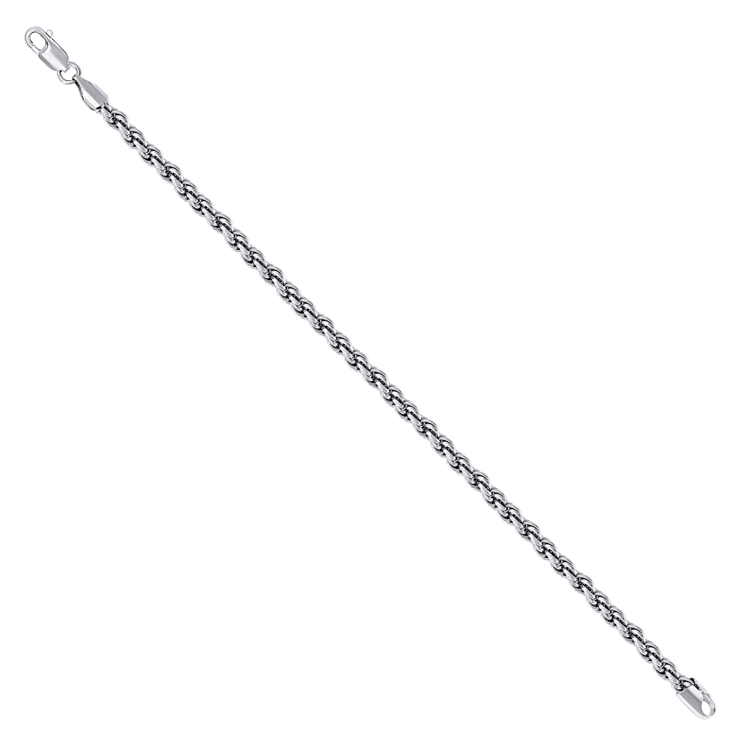 Sterling Silver Rhodium Plated Solid Rope Silver Chain
