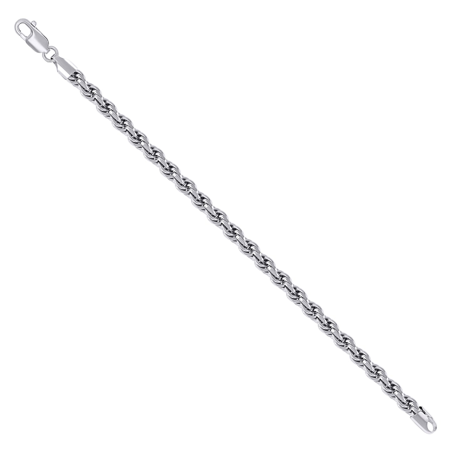 Sterling Silver Rhodium Plated Solid Rope Silver Chain