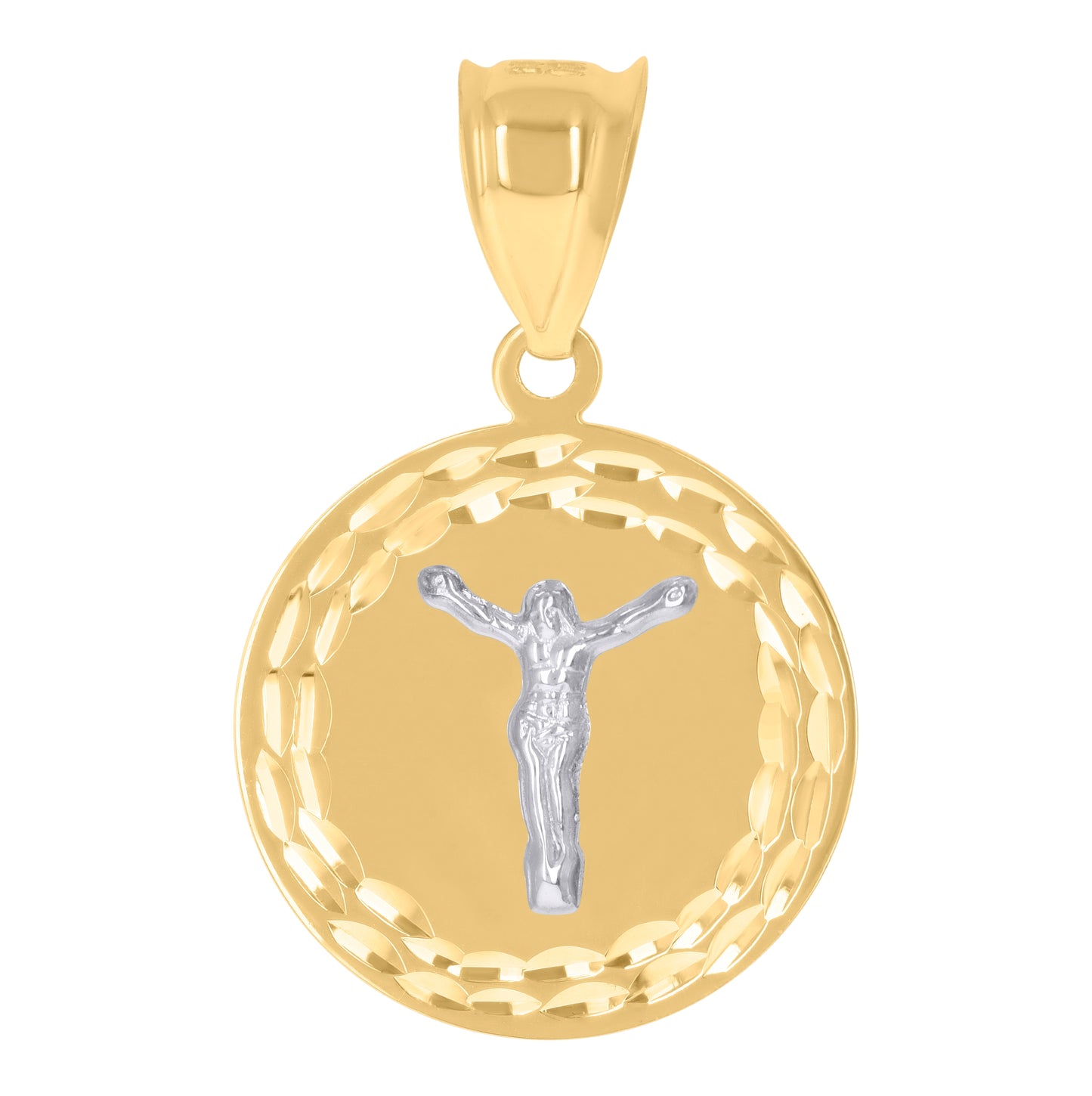 10K Two-Tone Gold Unisex Jesus Crucifix Religious Charm Pendant