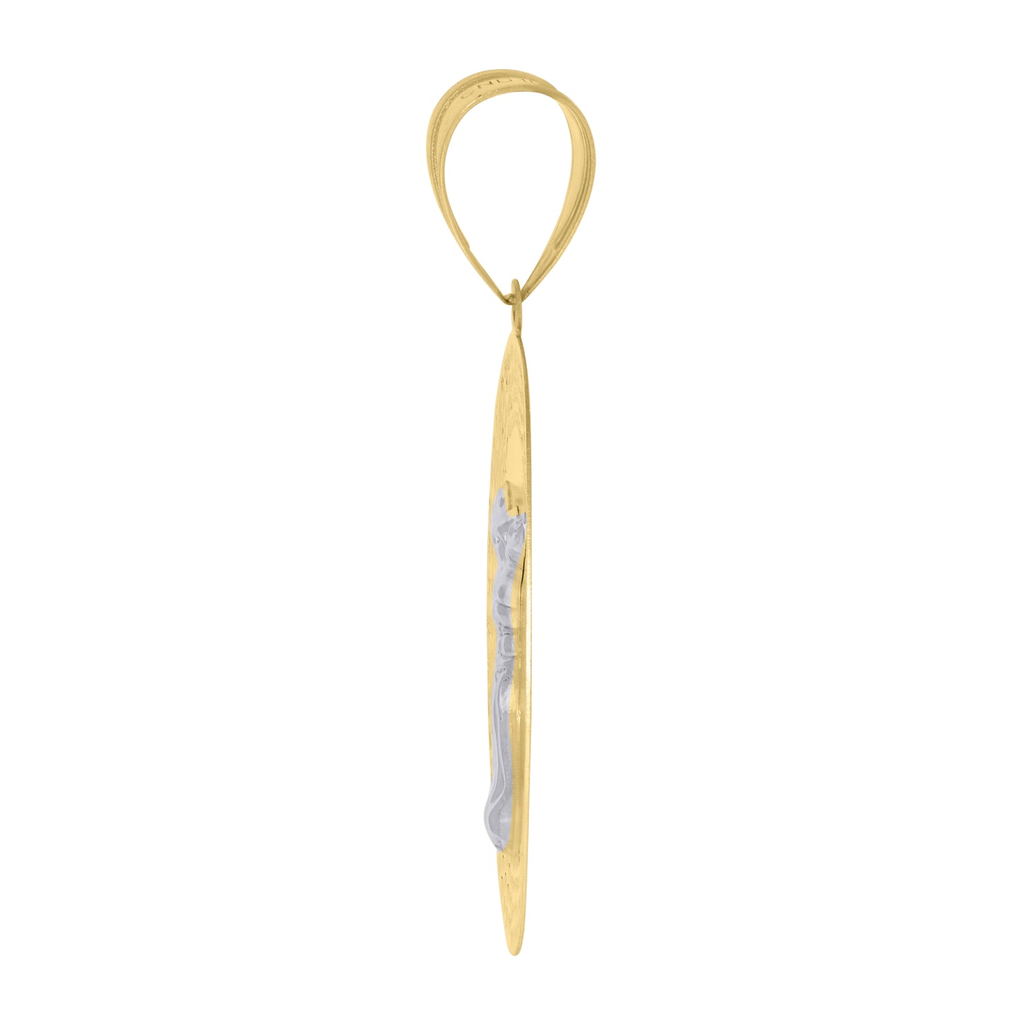 10K Gold Two-Tone Diamond-Cut Mens Jesus Religious Charm Pendant