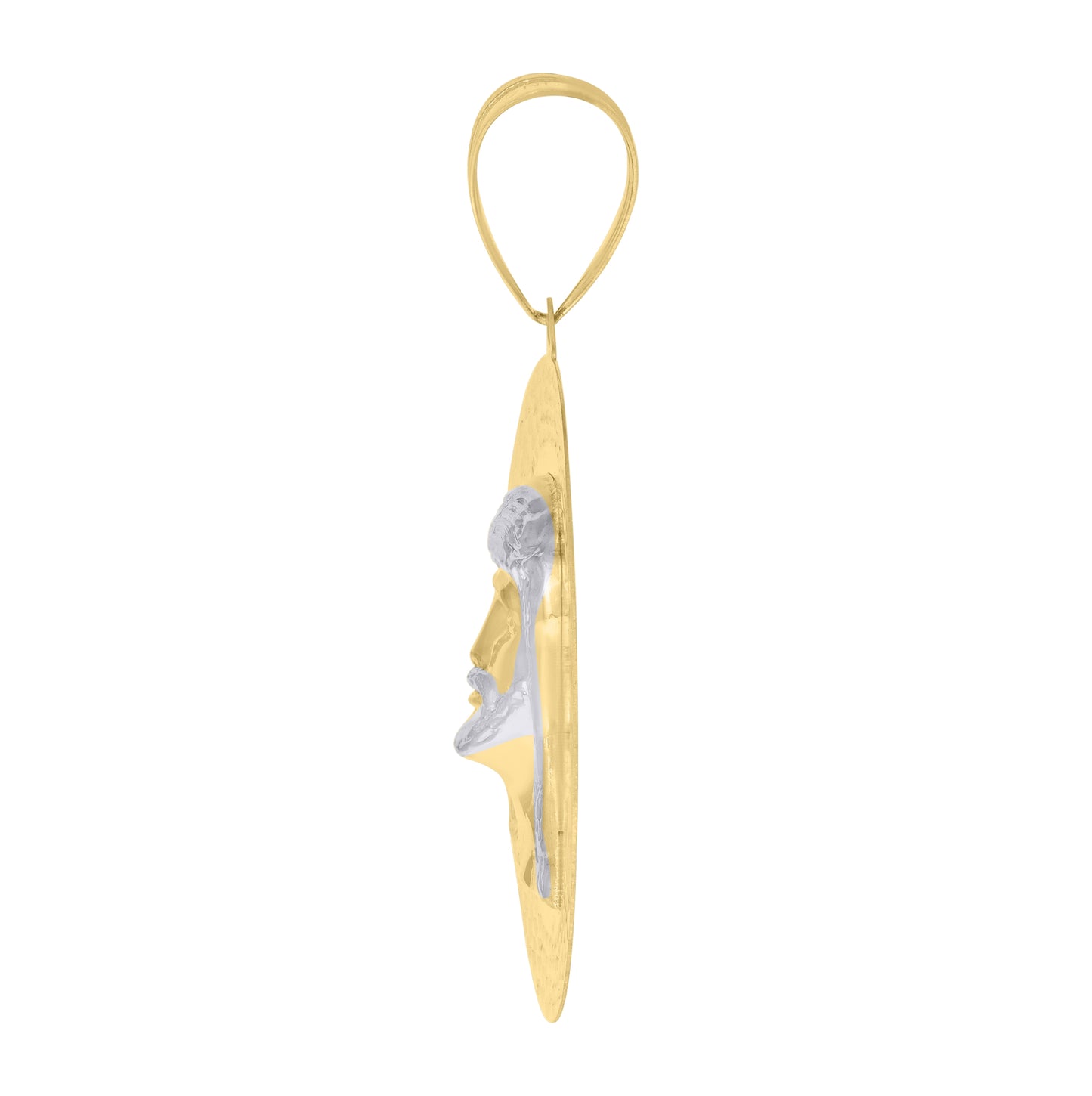 10K Gold Two-Tone Diamond-Cut Mens Jesus Religious Charm Pendant
