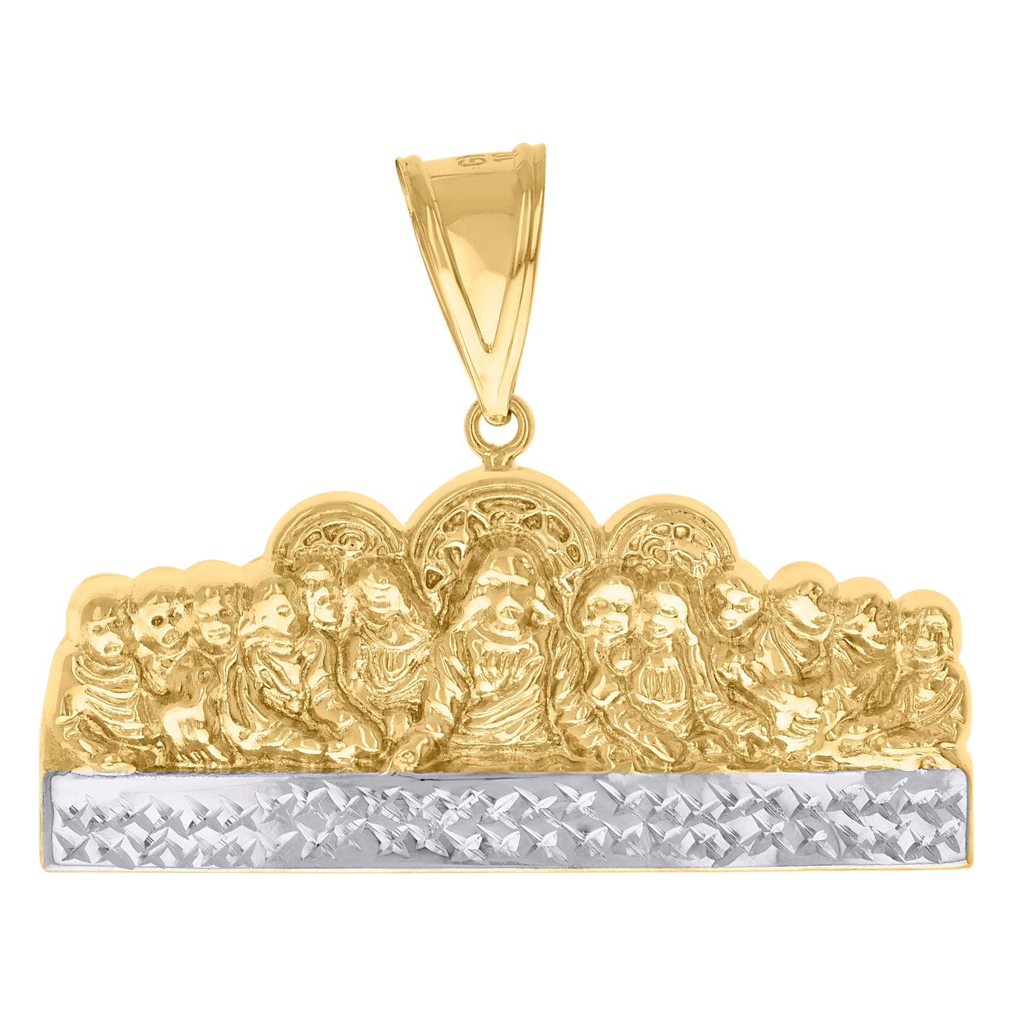 10K Two-Tone Gold Mens Diamond-Cut Last Supper Religious Charm Pendant