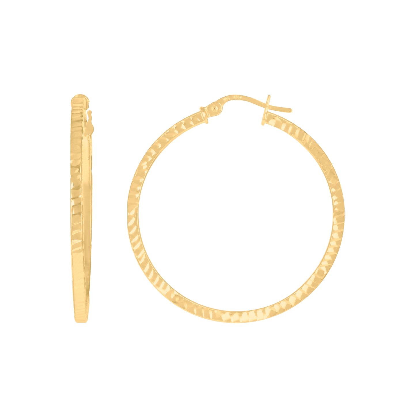 10K Yellow Gold Diamond-cut Womens Square Tube 2mm Hinged Hoops Huggies