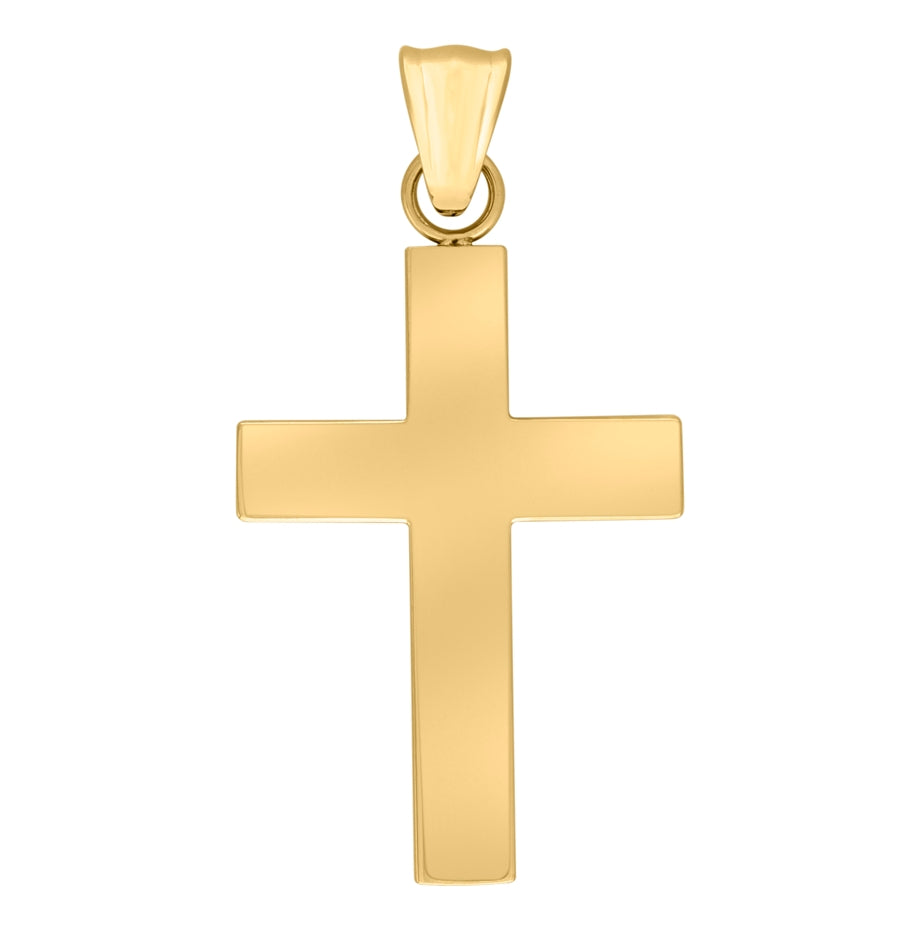 Stainless Steel Yellow Mens Polished Cross Religious Charm Pendant