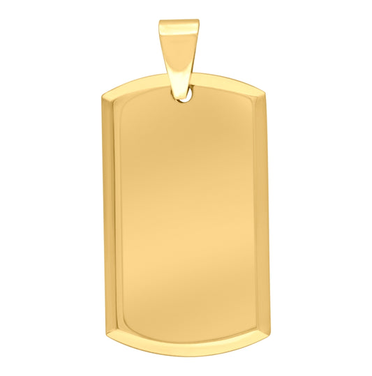 Stainless Steel Yellow-tone Mens Plain Engraveable Dog Tag Pendant