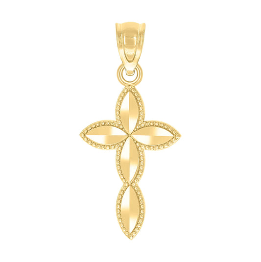 10K Yellow Gold Unisex Passion Cross Religious Charm Pendant