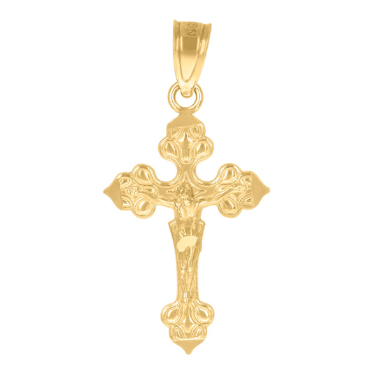 10K Yellow Gold Unisex Crucifix Cross Religious Charm Pendant